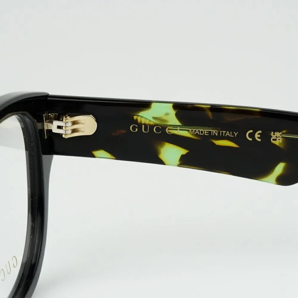 NEW Gucci GG1429O 003 Black Green Havana Square Men Eyeglasses GG 1429O